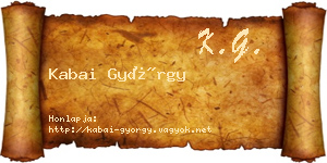 Kabai György névjegykártya