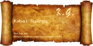 Kabai György névjegykártya